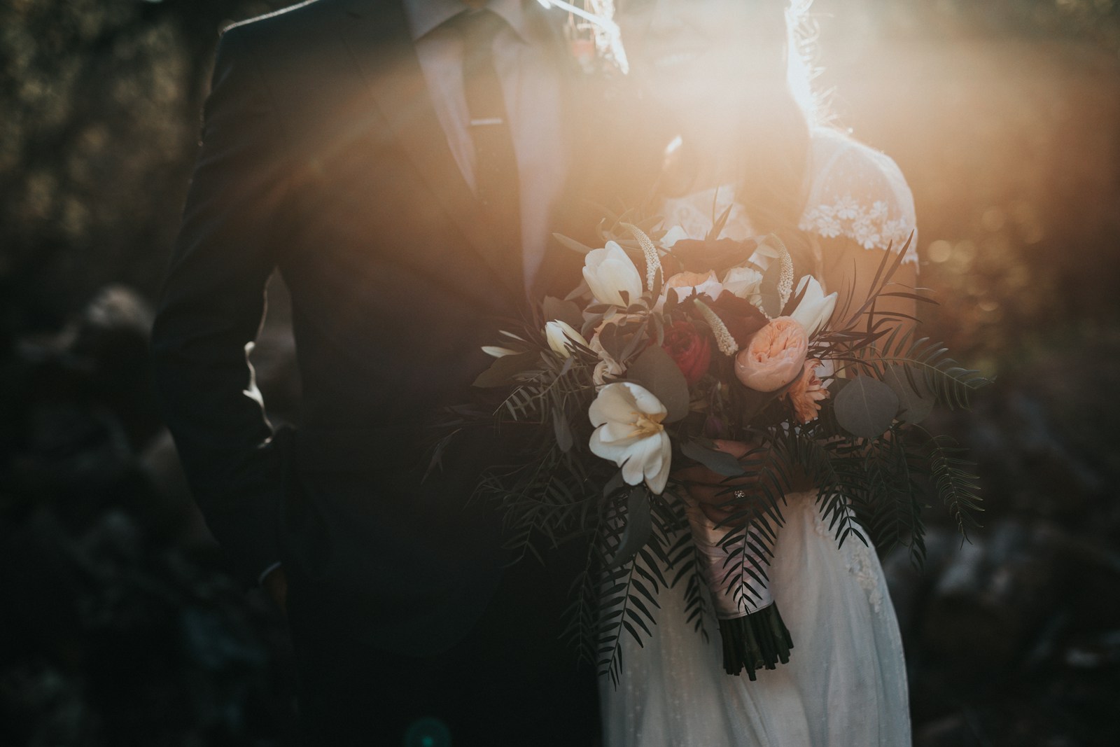Bride and groom at an outdoor wedding